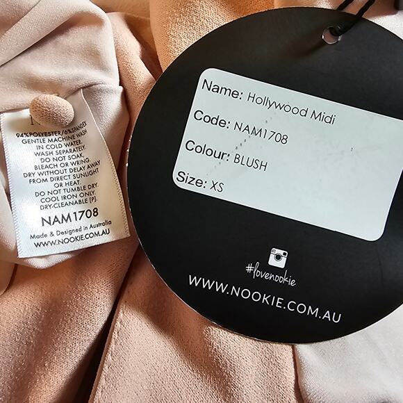 Nookie Woman size XS Hollywood Midi Dress in Blush Pink Sheath Halter Lined NEW - Picture 6 of 7